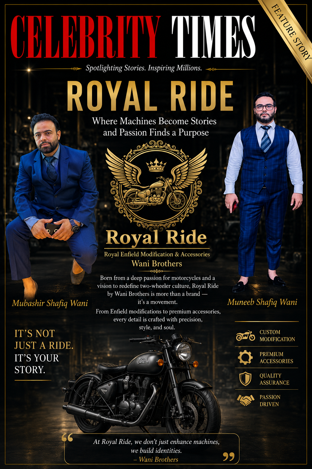 Royal Ride, an entrepreneur spotlight on Mubashir and Muneeb Shafiq Wani, featured through Ink and Ideas Publication House