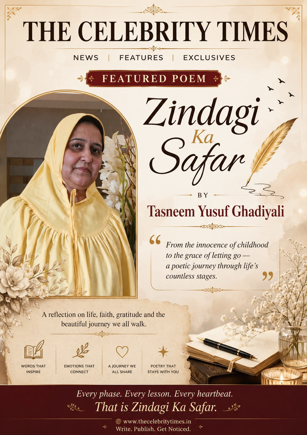 Zindagi Ka Safar, a Hindi poem by Tasneem Yusuf Ghadiyali, featured through Ink and Ideas Publication House