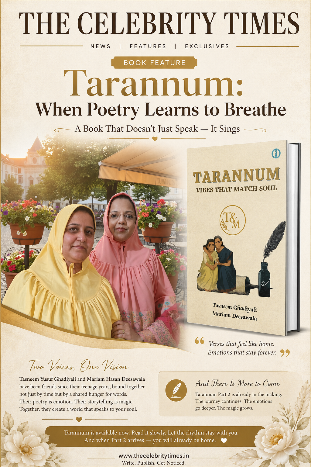 Tarannum poetry collection cover by Tasneem Yusuf Ghadiyali and Mariam Hasan Deesawala, published by Ink and Ideas Publication House